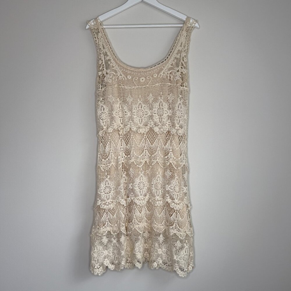 Solitaire by Ravi Khosla Cream Crochet Dress